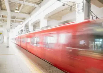 speeding train in motion