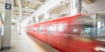 speeding train in motion