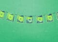bills on clothesline money laundering concept