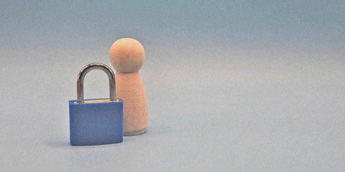 data privacy concept human figure padlock