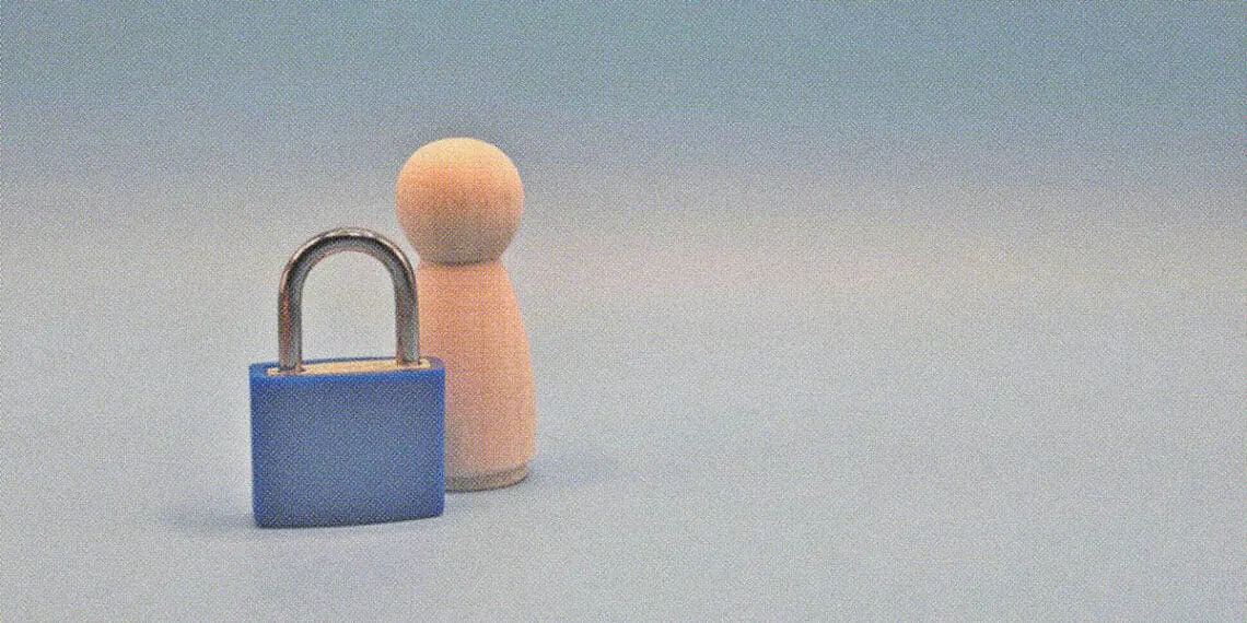 data privacy concept human figure padlock