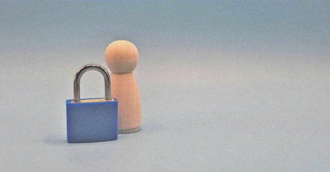 data privacy concept human figure padlock