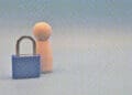 data privacy concept human figure padlock