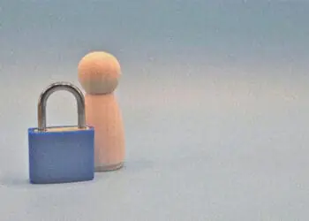 data privacy concept human figure padlock