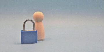 data privacy concept human figure padlock