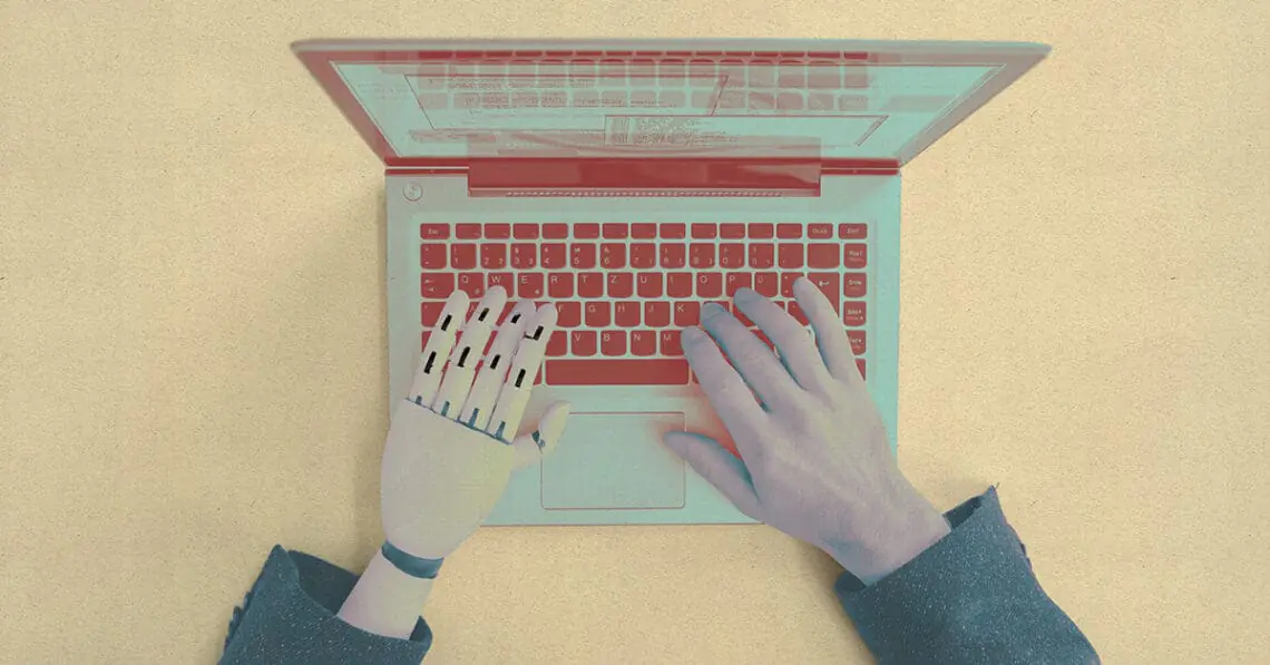 computer and human arms at laptop