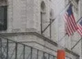 us flags on wall street
