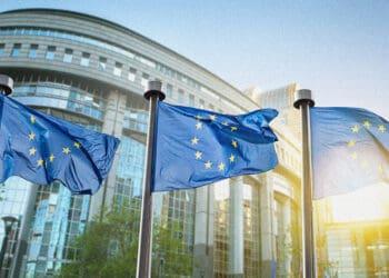 EU flags in sun