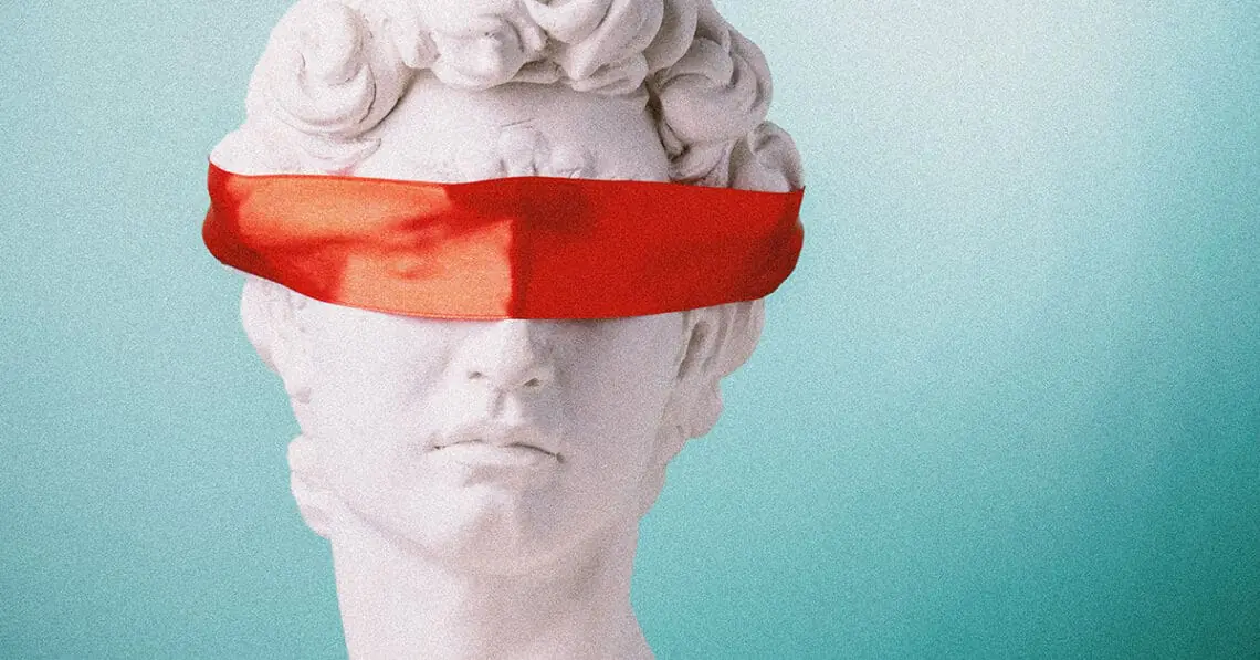 blindfolded statue