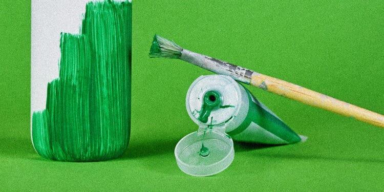 greenwashing painting white bottle concept