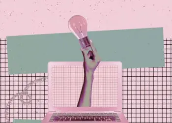 idea light bulb coming out of computer