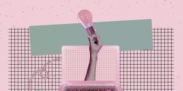 idea light bulb coming out of computer