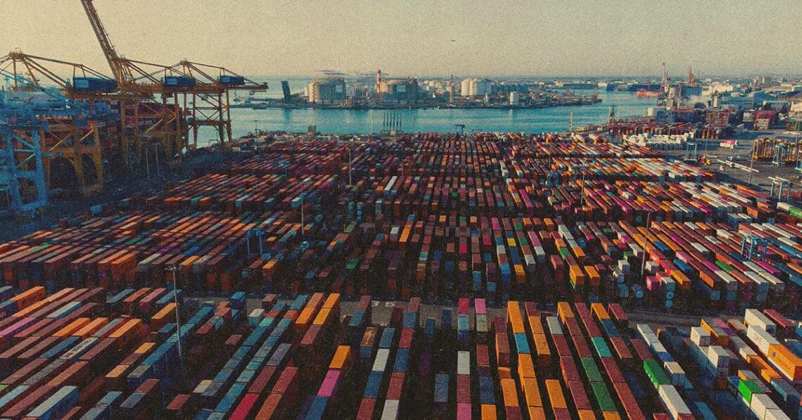 shipping containers in port
