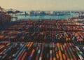 shipping containers in port