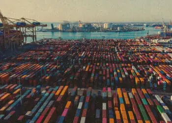 shipping containers in port