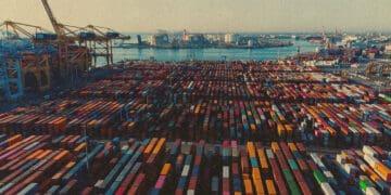 shipping containers in port