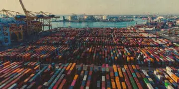 shipping containers in port