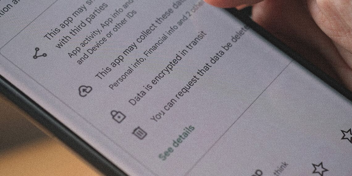 user data privacy notice in app