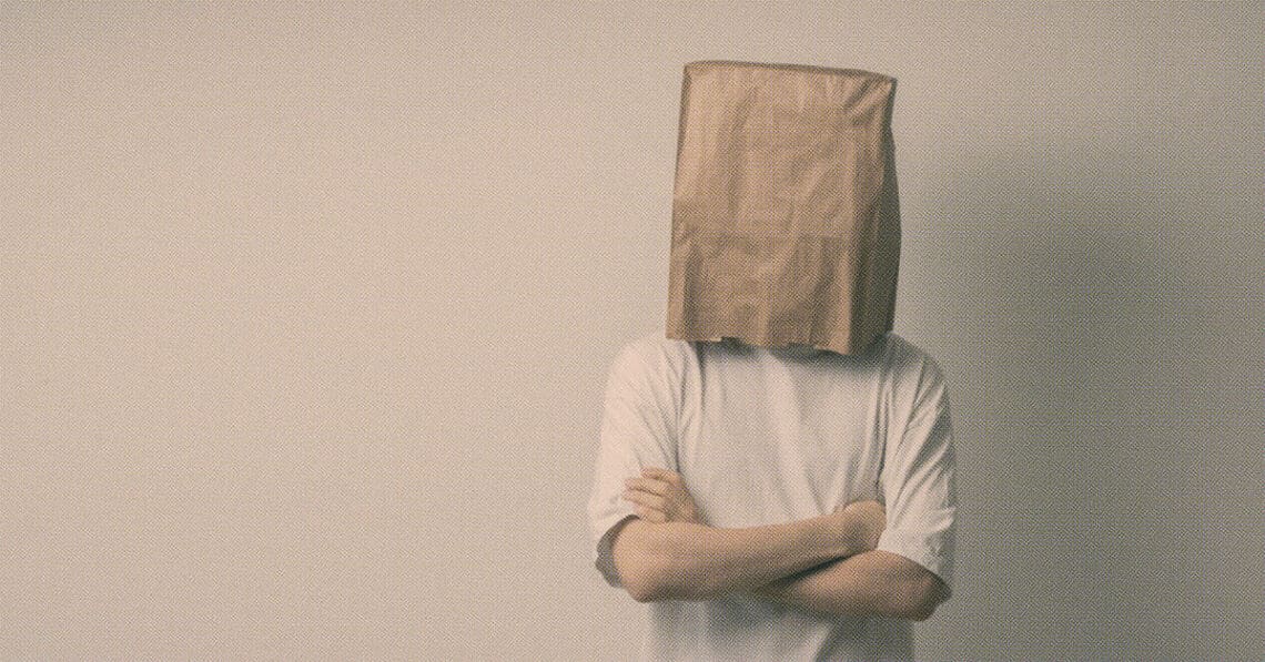 anonymous employee bag over head