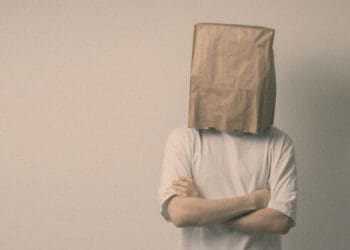 anonymous employee bag over head