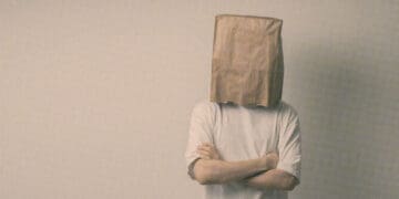 anonymous employee bag over head