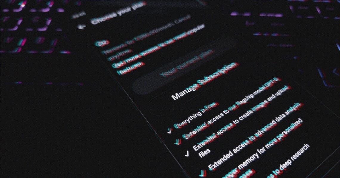 manage subscription page on phone