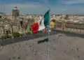 mexico city plaza and flag