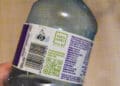 recycled materials label on plastic bottle