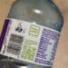 recycled materials label on plastic bottle