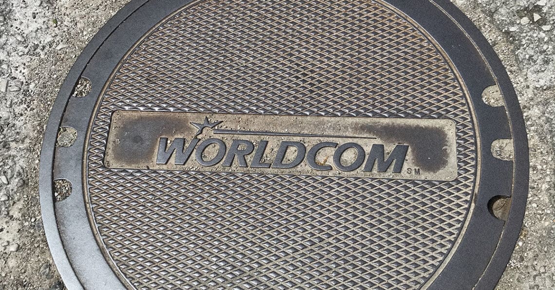 worldcom logo on manhole cover