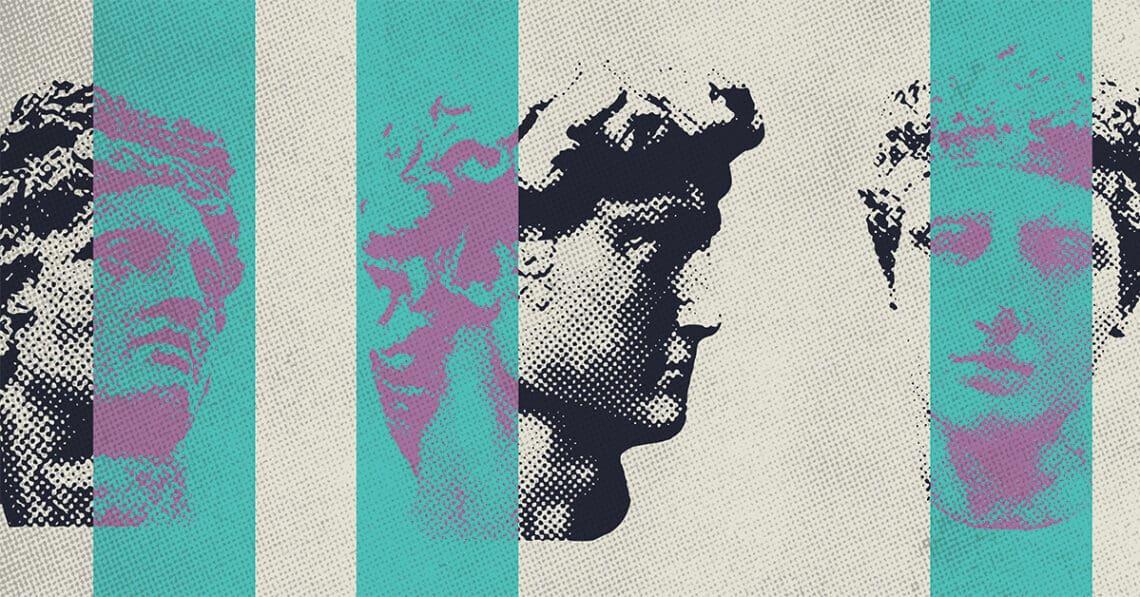 roman statues halftone
